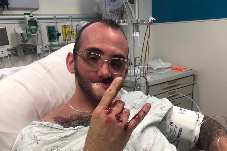 Chef Christopher Kearse from his hospital bed at Penn Presbyterian Medical Center.