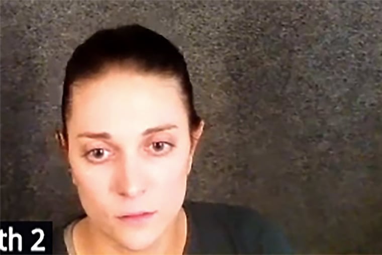 Ashley Fisler, a former Washington Township teacher accused of sexually assaulting a former middle school student, appears in a virtual hearing in front of the N.J. Supreme Court.