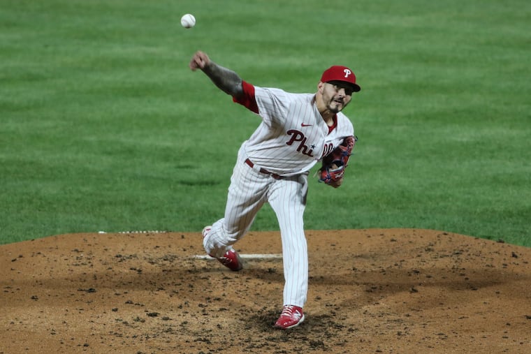Phillies' Vince Velasquez throws against the Brewers on May 3.