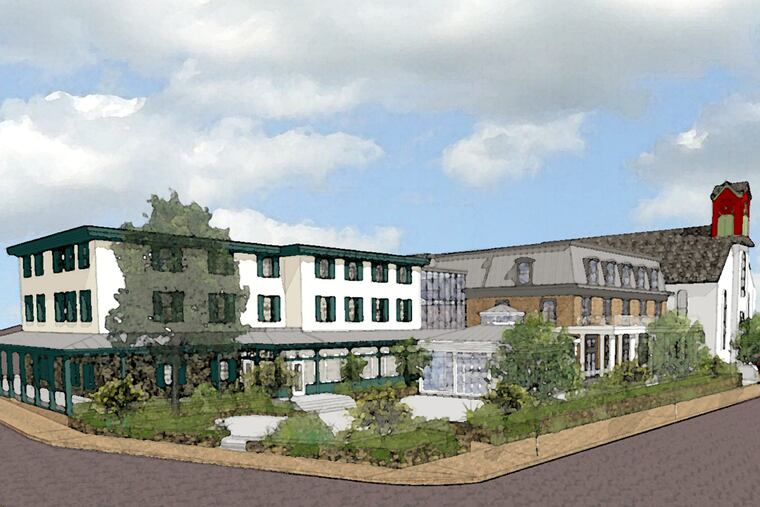 An artist’s rendering of the Logan Inn in New Hope following restorative work and new construction.