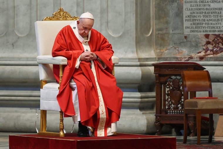 Pope Francis celebrated Palm Sunday Mass behind closed doors in St. Peter's Basilica, at the Vatican, this past weekend.