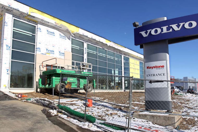 Renovation of Keystone Motors in Berwyn is in its seventh month. Keystone razed its old showroom and built a drop-off area for service.