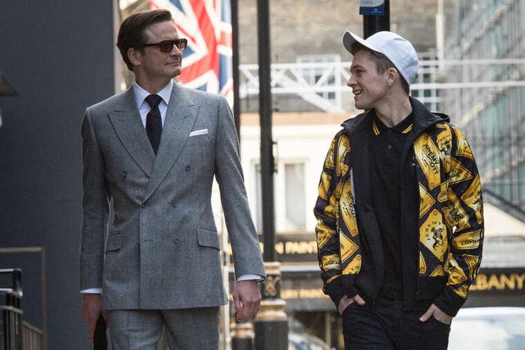 Colin Firth (left) with Taron Egerton in Matthew Vaughn's spy spoof "Kingsman: The Secret Service."