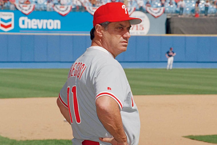 Former Phillies manger Jim Fregosi watches during batting practice Saturday, Oct. 9, 1993 before the start of game 3 of the NLCS at Atlanta Fulton County Stadium, Atlanta, Ga. (Ed Reinke/AP file)