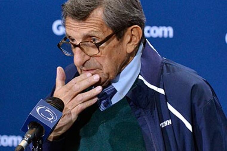 Joe Paterno canceled his weekly news conference Tuesday. (Ralph Wilson/AP)