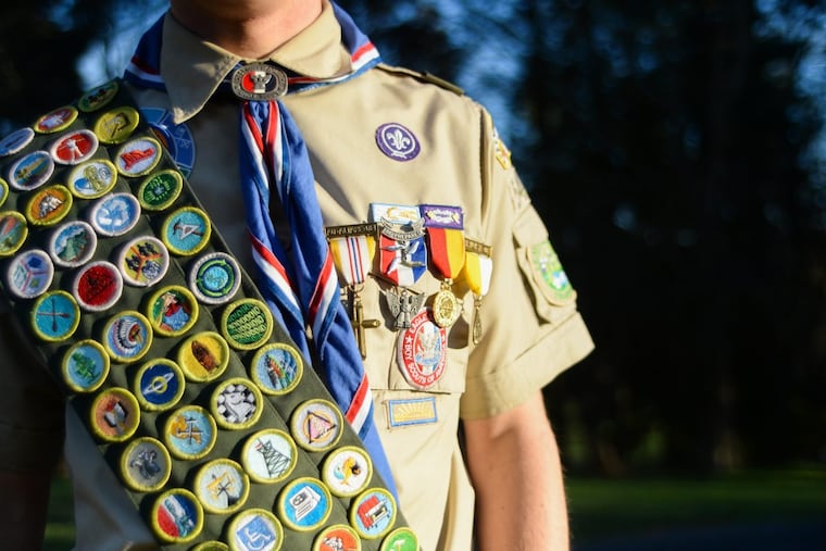 Zachary Rotzal, 17, earned all 139 merit badges, a rare feat accomplished by so few that the provided sash does not hold them all and Rotzal had to sew an extension onto his sash to accommodate them all.