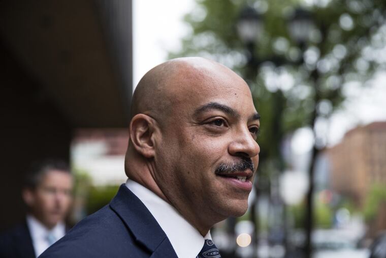 Philadelphia District Attorney Seth Williams departs after his arraignment on additional charges in his federal bribery and extortion case.