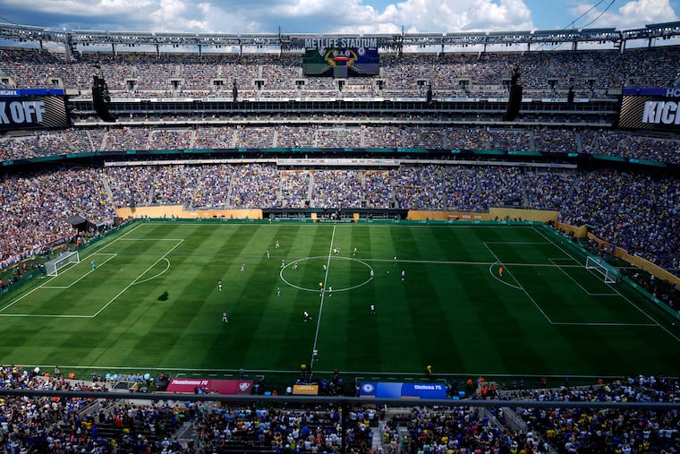 FILE - General view of the MetLife stadium during the Club World Cup semifinal soccer match between Fluminense and Chelsea in East Rutherford, N.J., Tuesday, July 8, 2025.