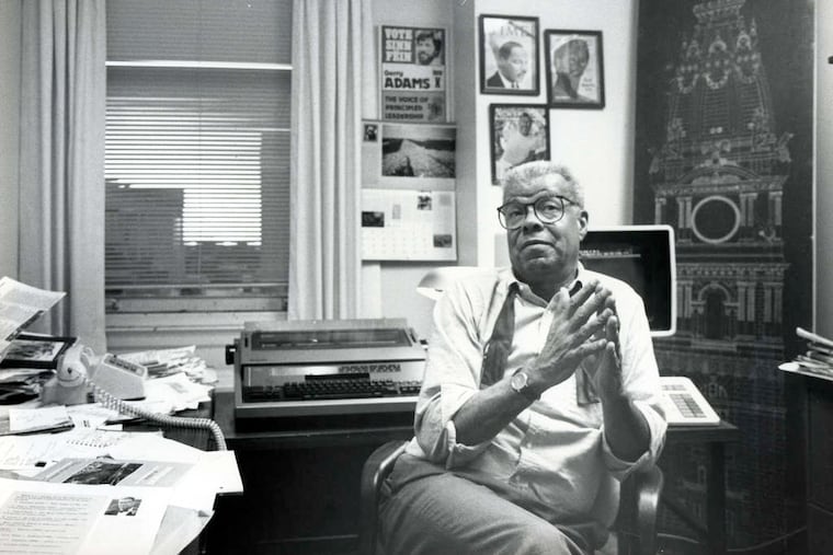 Longtime Philadelphia Daily News columnist Chuck Stone in his office shortly before leaving the newspaper in 1991. He has been posthumously honored with a special citation from the Pulitzer Board.