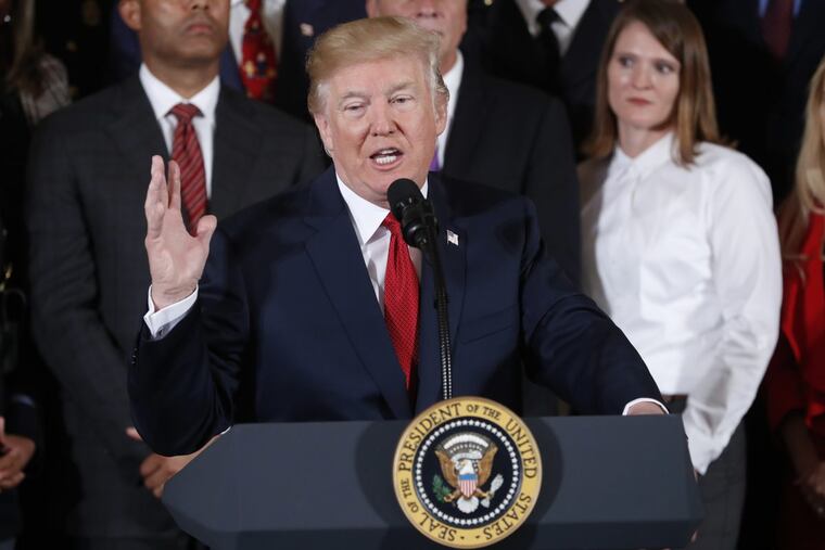 President Trump speaks in the East Room of the White House on Thursday.