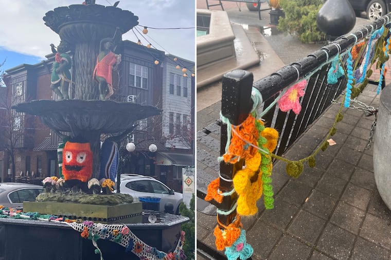 The Drunken Knitwits, a collective of city knitters and crocheters, unveiled their latest yarnbombing project last month. When it was vandalized and removed this weekend, community members began volunteering to restore it in time for the neighborhood's upcoming food festival.