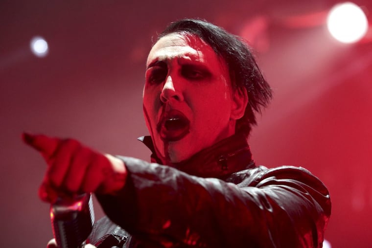 Marilyn Manson performs in concert during the "End Times Tour 2015" at the Susquehanna Bank Center, in Camden.