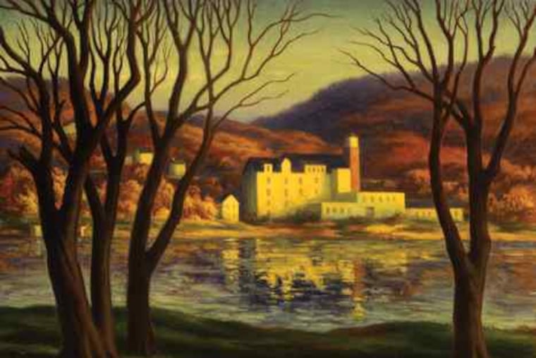 "Lace Factory," about 1935, is one of 14 works in the Miller exhibition. It features prominent barren trees, a recurring motif in the paintings of the artist, who killed himself in 1966.