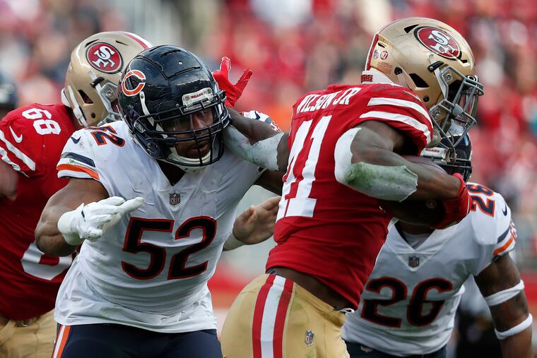 Khalil Mack (left) has been a disruptive force for the Bears after being traded before the season began.