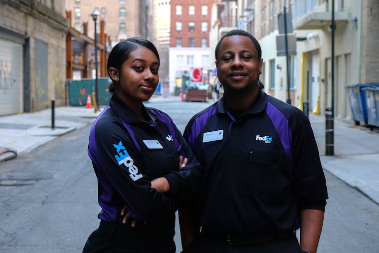 Jasmine Murray (left) and Derrick Williams were at work at their FedEx Office in Center City on Feb. 15 when they witnessed Joseph Kane having a massive heart attack. They flagged down police while a mystery doctor performed CPR.