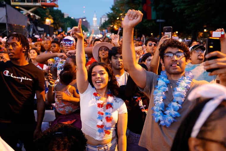 Fans dancing during last year's Wawa Welcome America concert on July 4 on the Parkway.