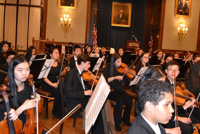 One of the Youth Orchestras at the 2015 Philadelphia Youth Orchestra Gala Dinner at the Union League in Philadelphia, PA on March 20, 2015. (Maggie Henry Corcoran / For the Philadelphia Inquirer)