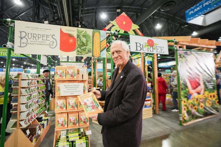 The owner of Burpee Seeds, George Ball, at the company's display at the Philadelphia Flower Show.