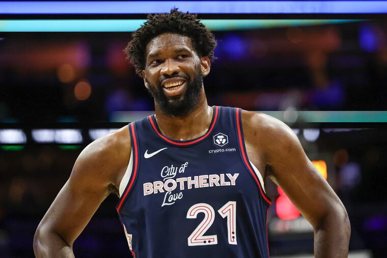 76ers center Joel Embiid during Wednesday night's win over the Minnesota Timberwolves at the Wells Fargo Center.