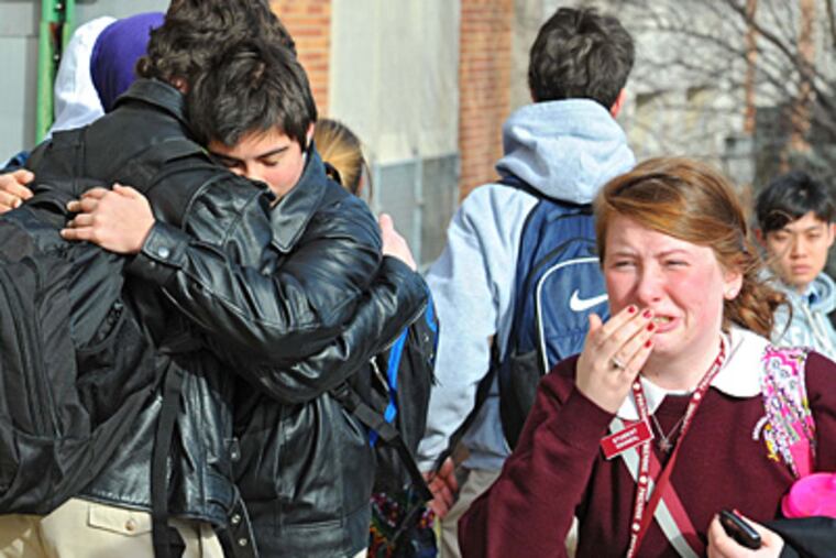 Emotions poured out at the news that Monsignor Bonner and Archbishop Prendergast - "a sisterhood and a brotherhood" - would close at school year's end. (Clem Murray / Staff Photographer)
