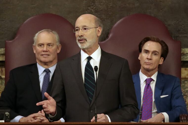 Gov. Wolf delivers his budget address at the state Capitol in Harrisburg Tuesday.