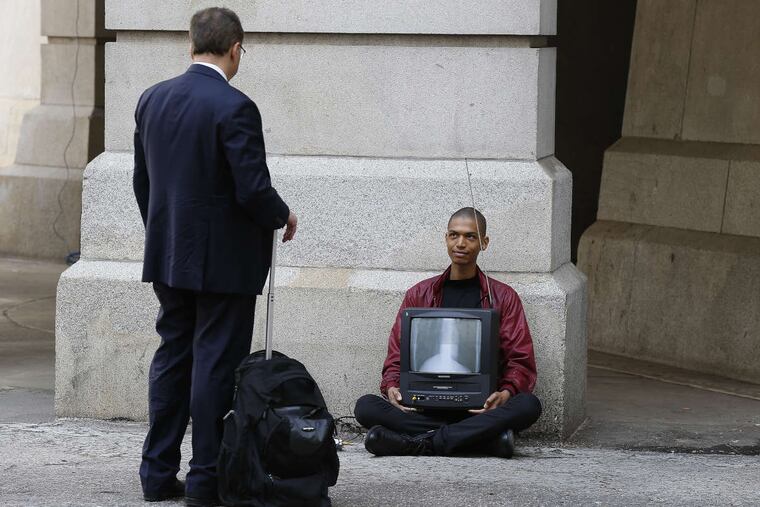 Artist Wilmer Wilson IV, at right, one of the flanerie practitioners in a Barnes Foundation exhibition.
