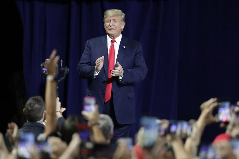 President Trump arrives at a rally Monday, Oct. 1, 2018, in Johnson City, Tenn.