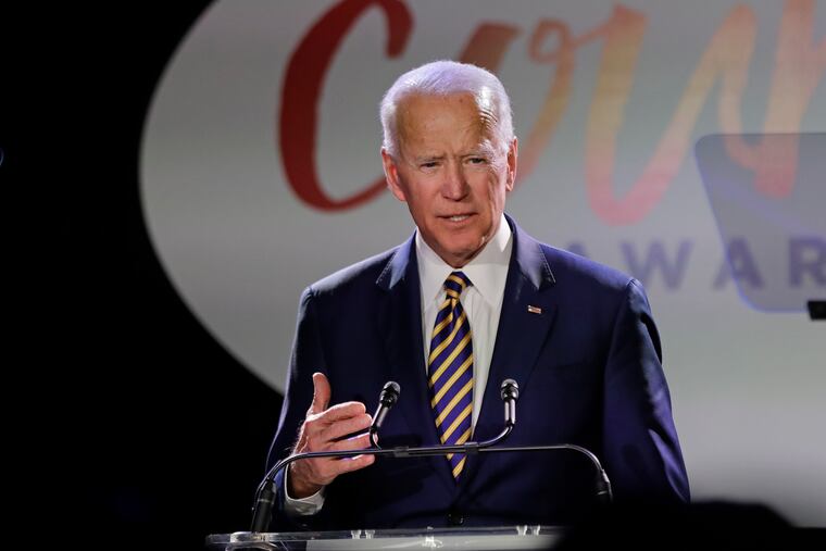 Former Vice President Joe Biden speaks at the Biden Courage Awards, Tuesday, March 26, 2019, in New York. (AP Photo/Frank Franklin II)