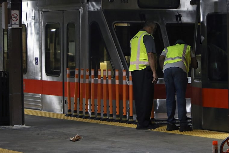 SEPTA officials after the train crash Aug. 22 at the 69th Street Transportation Center in Upper Darby. injuring 42 people.