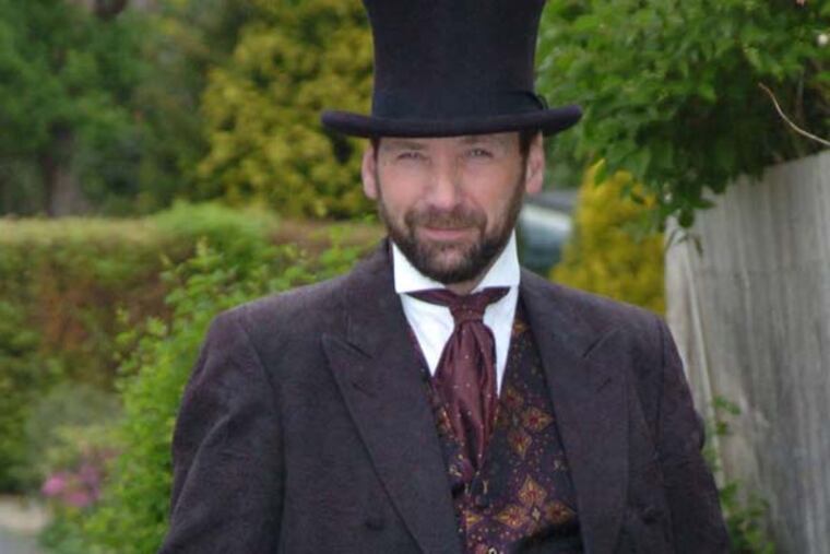 DOTHIS14 Great-Great-Grandson of Charles Dickens, Gerald Dickens, in costume.