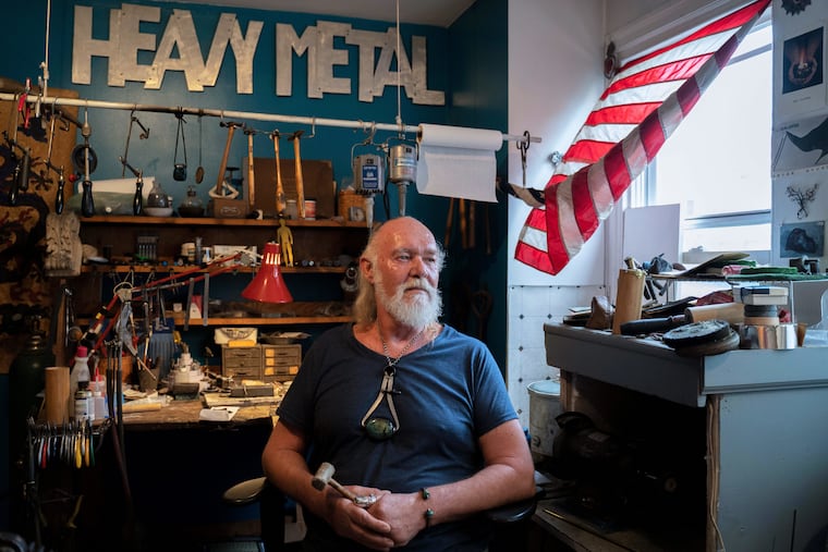 Michael Manthey in his home studio in Grays Ferry.