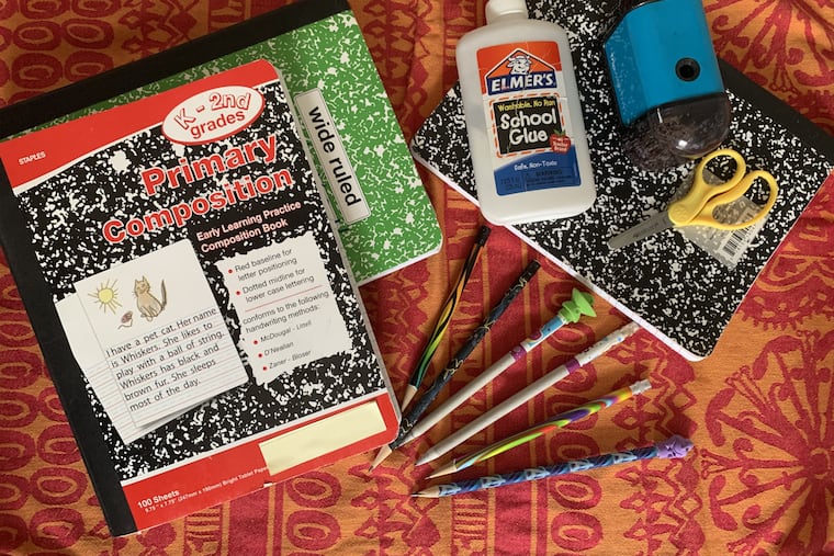 School supplies for elementary age students. A giant question mark looms over whether - and in what form - public schools in and around Philadelphia will manage to resume education this fall amid the crippling coronavirus pandemic.