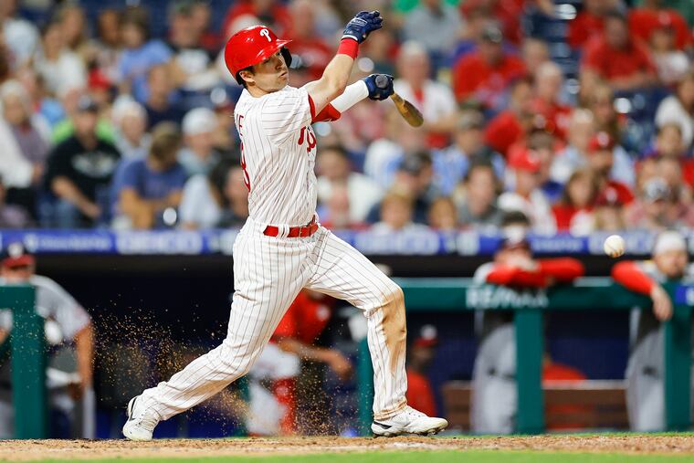 Dalton Guthrie hits a seventh-inning RBI infield single Friday against the Washington Nationals.