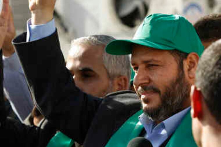 Hamas leader Khalil al-Hayeh proclaims victory during a rally in Gaza City. "We say proudly that Gaza has won the war, the resistance has won the war, and Hamas has won the war," he said.