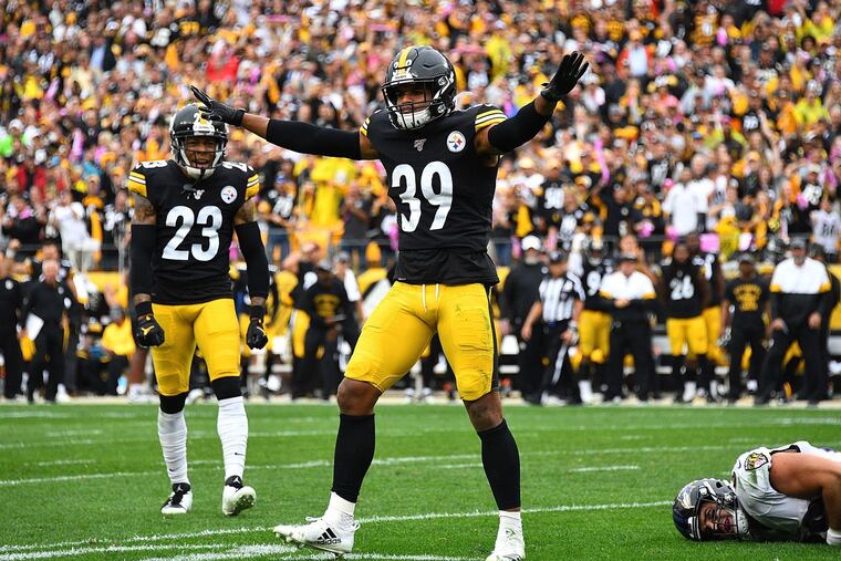 Minkah Fitzpatrick (39) had a huge impact for the Steelers after being traded from the Dolphins during the season.