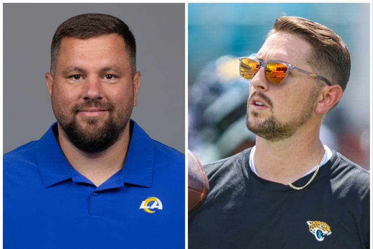 Drew Wilkins (left) and Kevin Wilkins, brothers and NFL assistants, have climbed the coaching ranks.