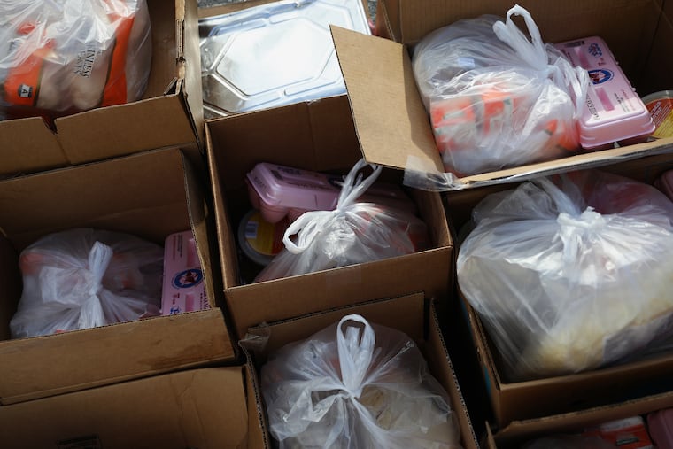 Boxes of food are delivered by the Food Bank of South Jersey to Pennsauken United Methodist Church.