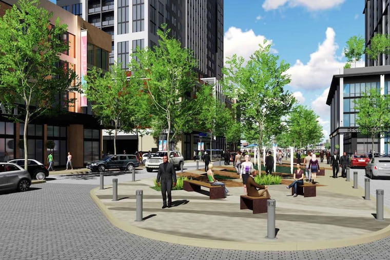 Artist's rendering of Liberty on the River proposal as seen from planned central driveway.