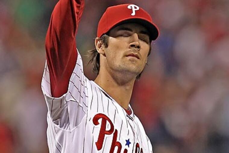 Cole Hamels pitched six no-hit innings before giving up two home runs. (Steven M. Falk/Staff Photographer)