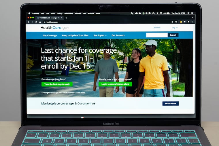 The healthcare.gov website is seen on Dec. 14, 2021, in Fort Washington, Md. Enhanced subsidies for the ACA expired in January.