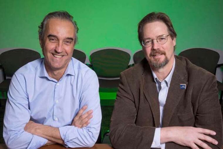 Alessandro Fatatis (left), a cancer biologist, and Joseph M. Salvino, a medicinal chemist, won a coveted spot in the National Cancer Institute's Experimental Therapeutics Program.