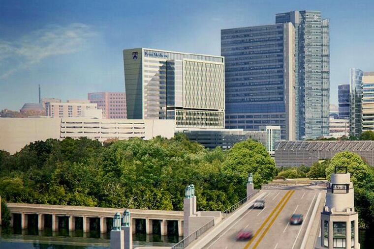 Artist’s rendering of University of Pennsylvania Health System campus with proposed Center for Healthcare Technology building.