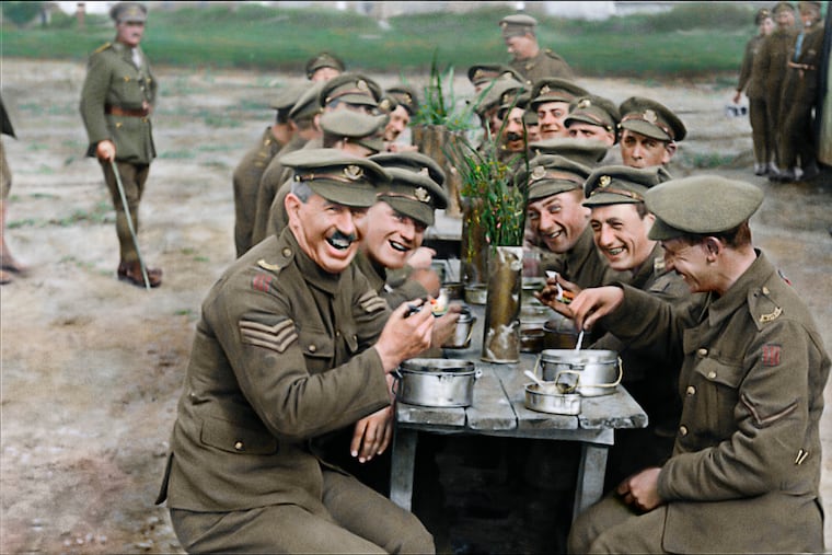 This image released by Warner Bros. Entertainment shows a scene from the WWI documentary "They Shall Not Grow Old," directed by Peter Jackson. (Warner Bros. Entertainment via AP)