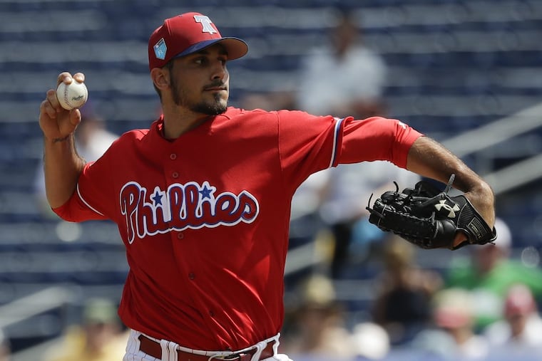 Zach Eflin (pictured in spring training) threw six innings of one-run ball in triple A Lehigh Valley’s 13-1 win over Louisville Thursday night.
