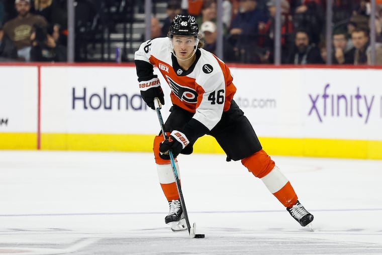 Flyers' Trevor Zegras has a team-leading 15 goals and 35 points in 34 games after Saturday's loss to the Rangers.