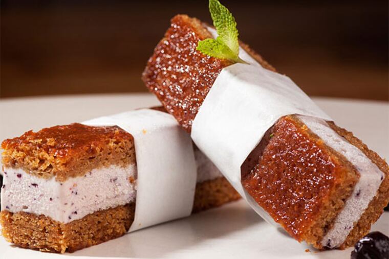 Among dessert offerings is a huckleberry ice cream sandwich made with graham cracker cake. (Ed Hille/Staff Photographer)