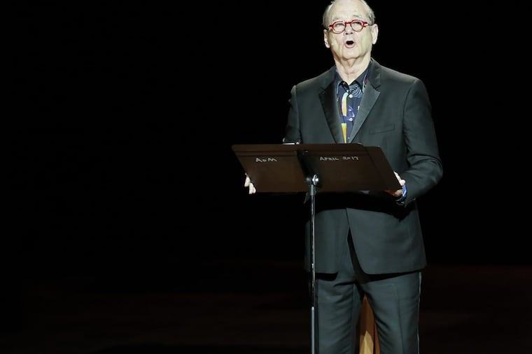 Bill Murray onstage at the Academy of Music Wednesday night.