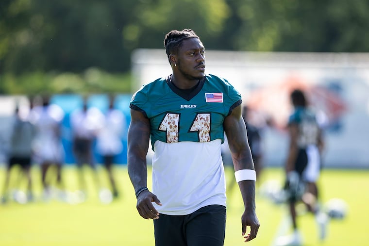 Eagles wideout AJ Brown will miss Sunday's game against the Buccaneers with a hamstring injury, joining fellow receiver Devonta Smith on the IR.