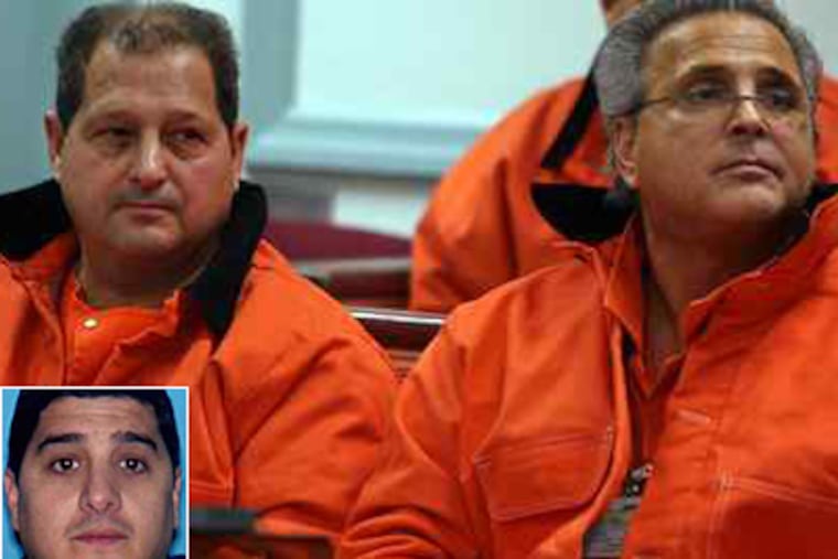 At a bail hearing in December 2007 are reputed Lucchese crime family members Ralph V. Perna (left) and Martin Taccetta. Perna is the father of Joseph Perna (inset). (BOB KARP / Associated Press, Pool)