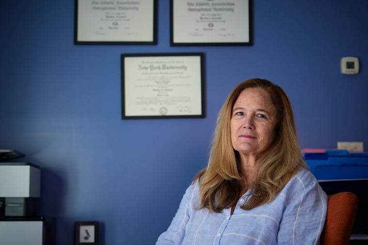 Barbara Howaniec, a psychiatric nurse practitioner, poses for a photo in her office on Monday, June 15, 2026, in Portland, Maine. She says she borrowed $62,000 for a master's degree she received in 2001. After two decades of payments, she still owes about $67,000.